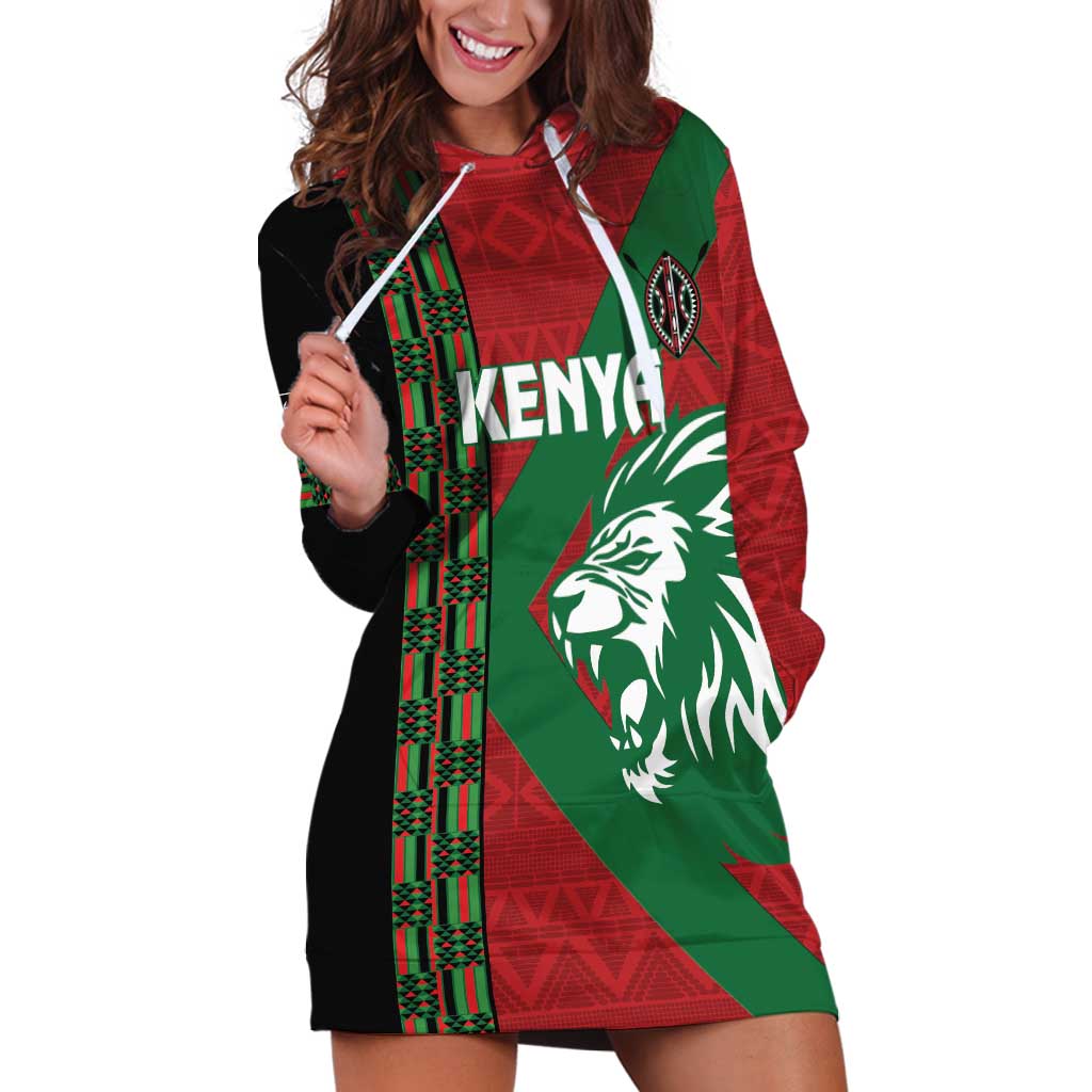 Kenya Rugby Custom Hoodie Dress Go Lionesses - African Pattern - Wonder Print Shop