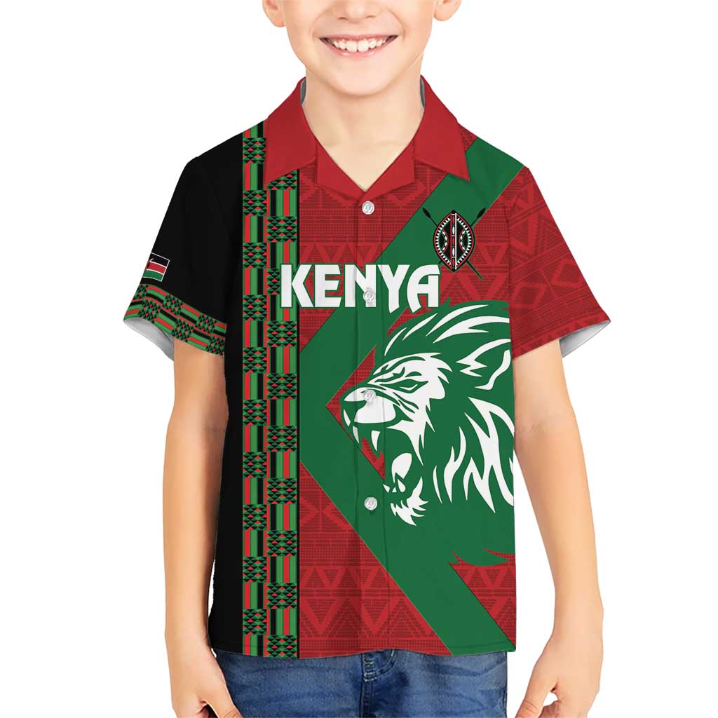 Kenya Rugby Custom Kid Hawaiian Shirt Go Lionesses - African Pattern - Wonder Print Shop