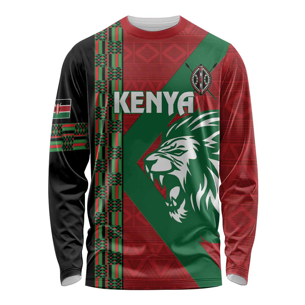 Kenya Rugby Custom Long Sleeve Shirt Go Lionesses - African Pattern - Wonder Print Shop