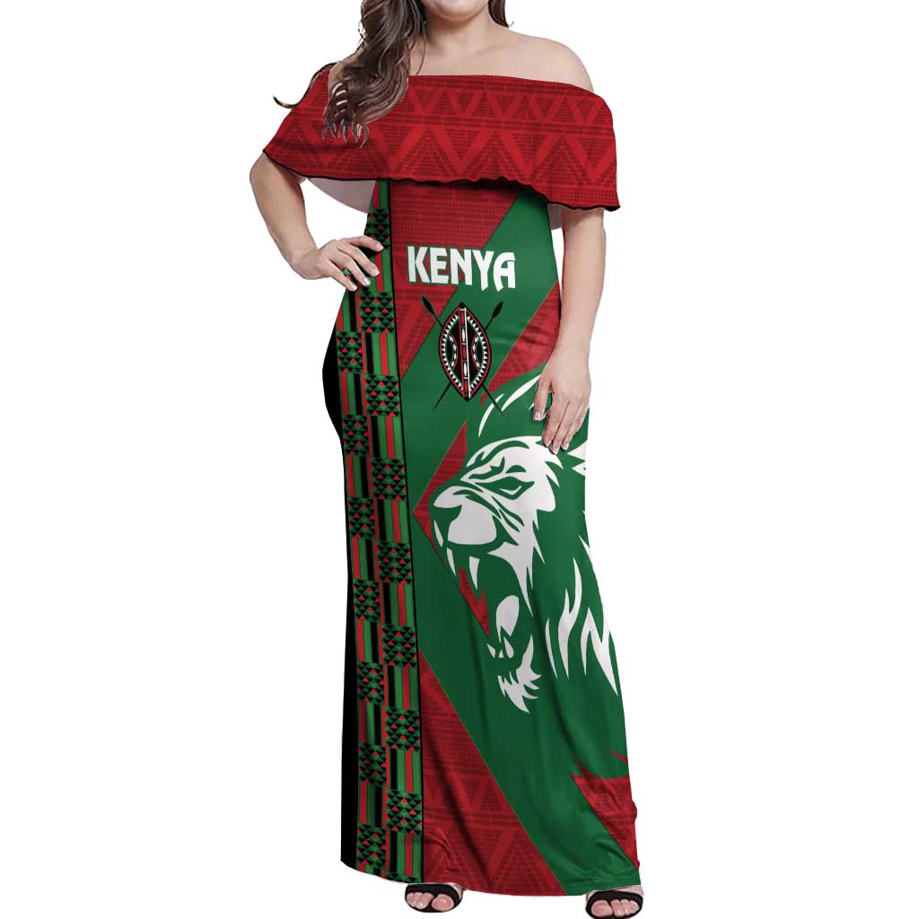 Kenya Rugby Custom Off Shoulder Maxi Dress Go Lionesses - African Pattern - Wonder Print Shop