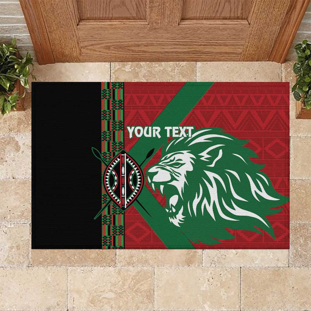 Kenya Rugby Custom Rubber Doormat Go Lionesses - African Pattern - Wonder Print Shop