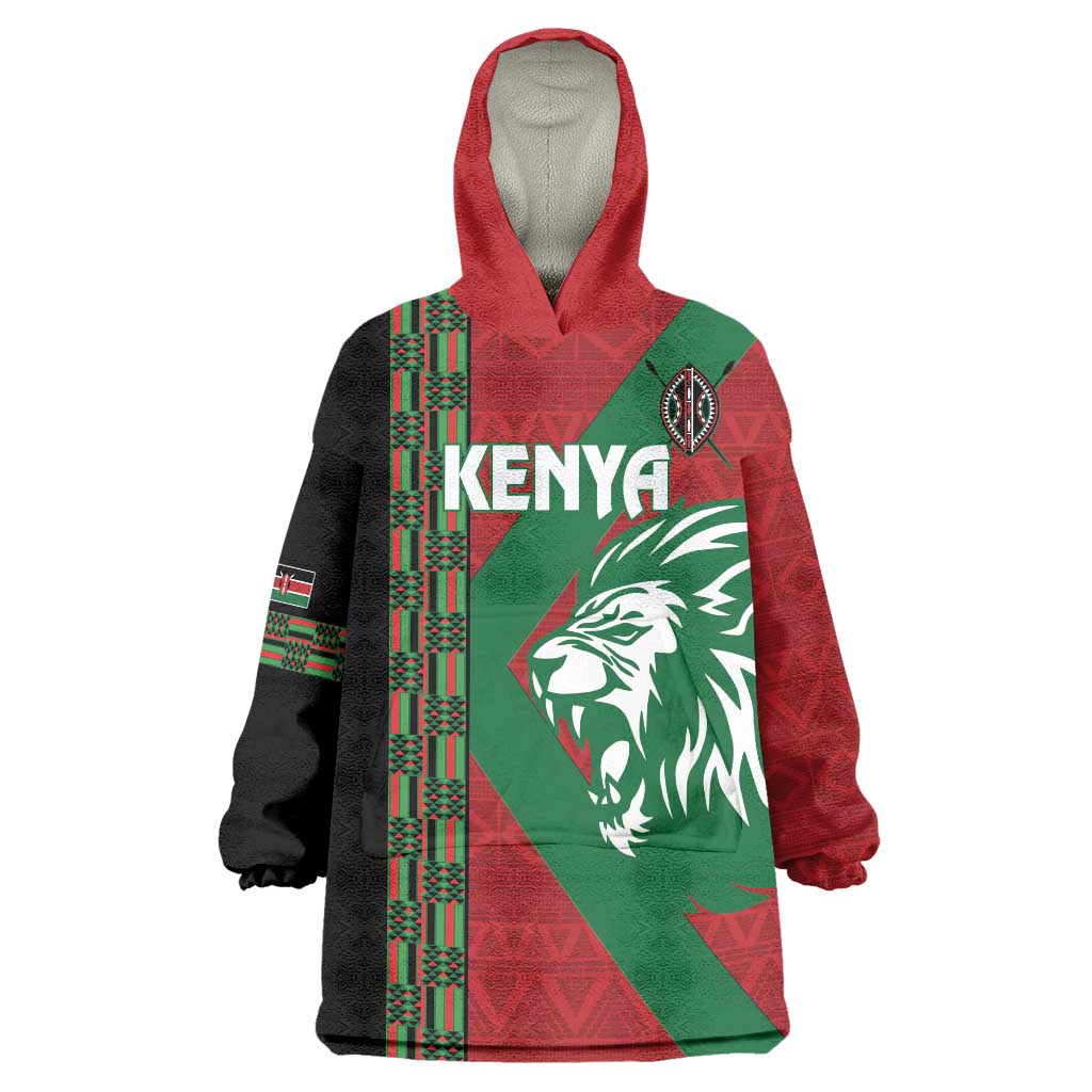 Kenya Rugby Custom Wearable Blanket Hoodie Go Lionesses - African Pattern - Wonder Print Shop