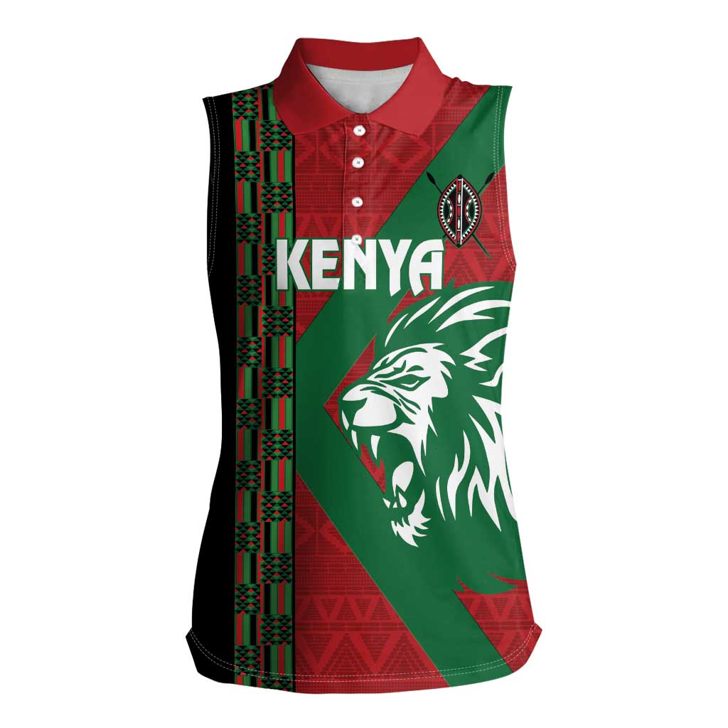 Kenya Rugby Custom Women Sleeveless Polo Shirt Go Lionesses - African Pattern - Wonder Print Shop