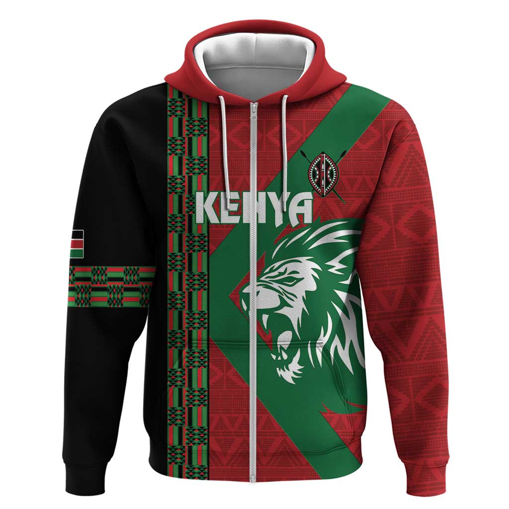 Kenya Rugby Custom Zip Hoodie Go Lionesses - African Pattern - Wonder Print Shop