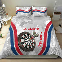 White darts bedding set featuring England flag stripes, dartboard emblem, and two pillowcases