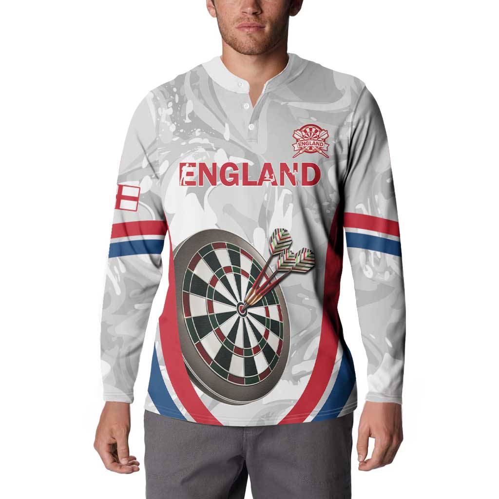 White marble-style England darts henley sweatshirt, England crest and dartboard front graphic