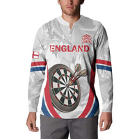 White marble-style England darts henley sweatshirt, England crest and dartboard front graphic