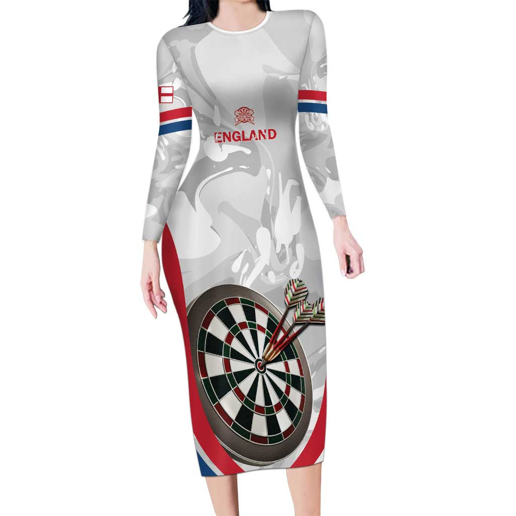 Custom England Darts Long Sleeve Bodycon Dress Go Champions Grunge Marble Style - Wonder Print Shop