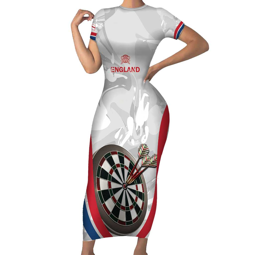 Custom England Darts Short Sleeve Bodycon Dress Go Champions Grunge Marble Style