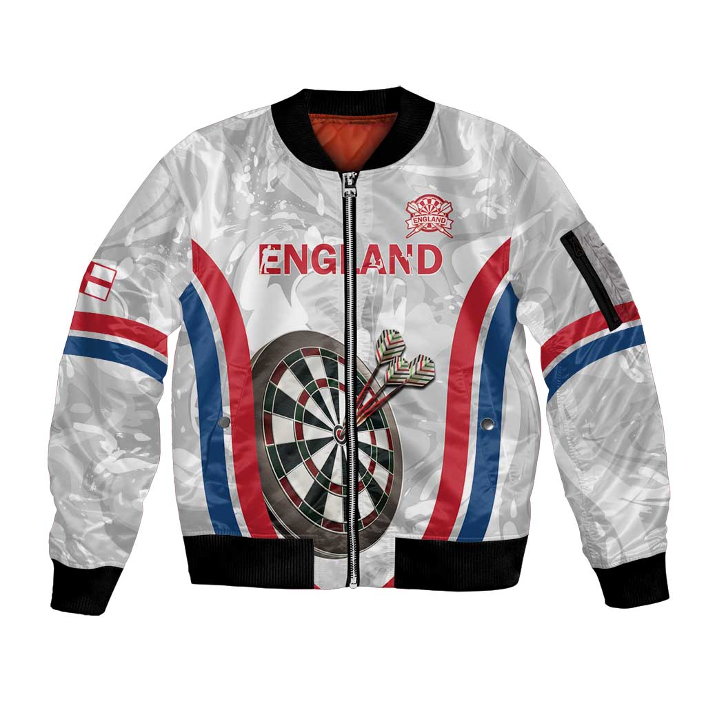 Custom England Darts Sleeve Zip Bomber Jacket Go Champions Grunge Marble Style