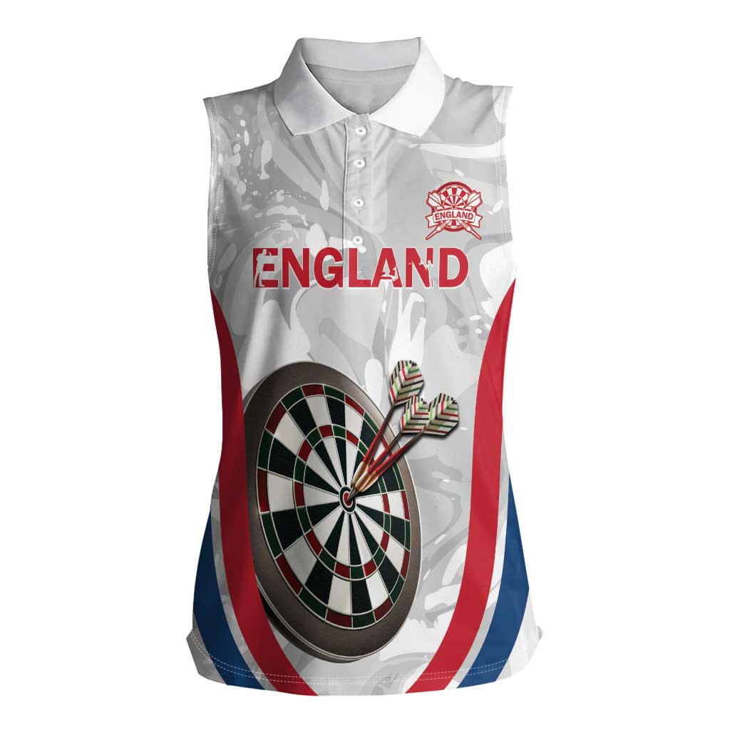 Custom England Darts Women Sleeveless Polo Shirt Go Champions Grunge Marble Style