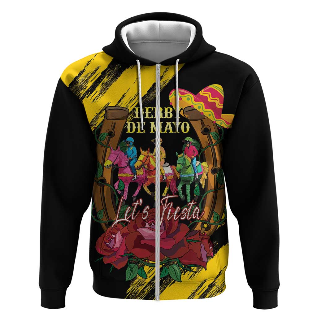 Derby De Mayo 2025 Zip Hoodie Pinata Horse Racing Let's Fiesta - Wonder Print Shop