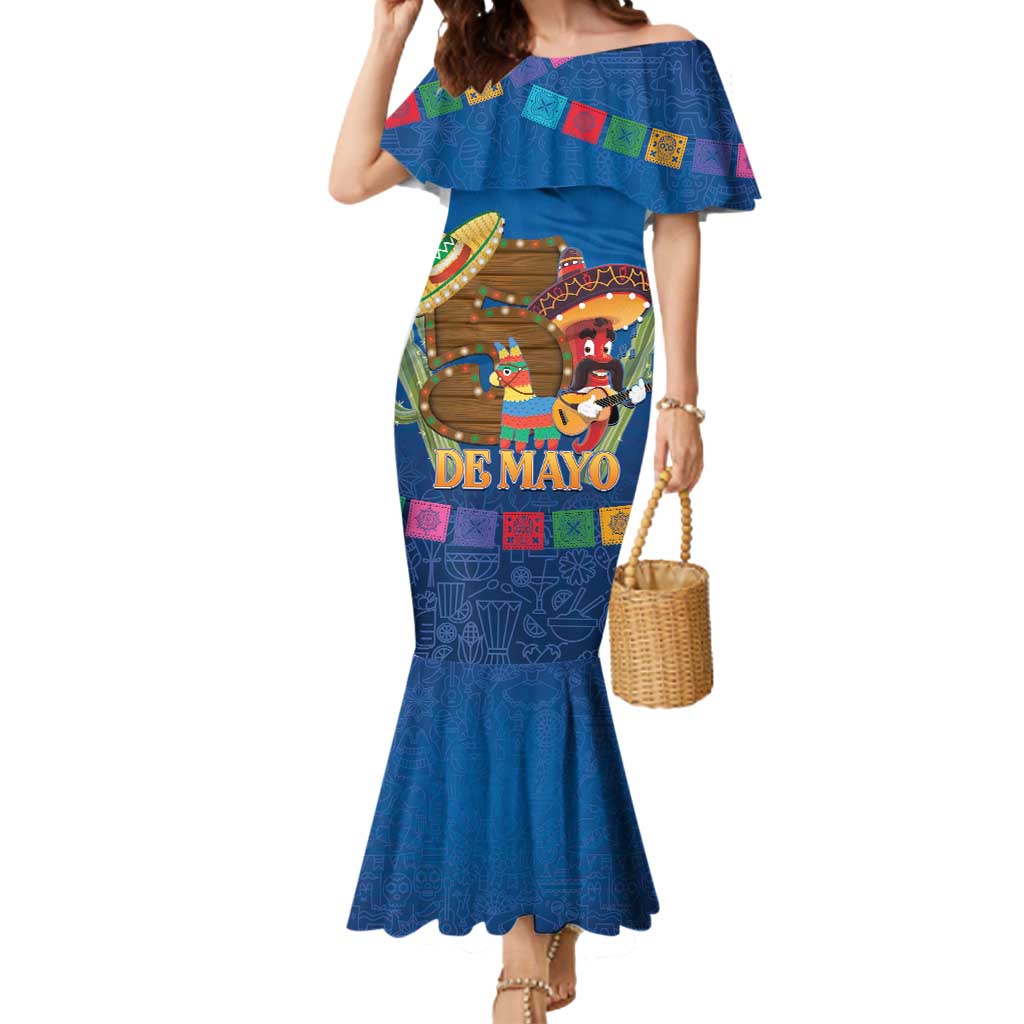 Mexico Cinco De Mayo 2025 Mermaid Dress Chili Pepper Let's Fiesta