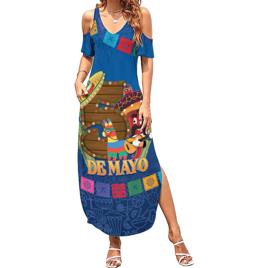 Mexico Cinco De Mayo 2025 Summer Maxi Dress Chili Pepper Let's Fiesta - Wonder Print Shop