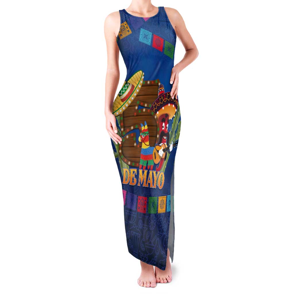 Mexico Cinco De Mayo 2025 Tank Maxi Dress Chili Pepper Let's Fiesta - Wonder Print Shop