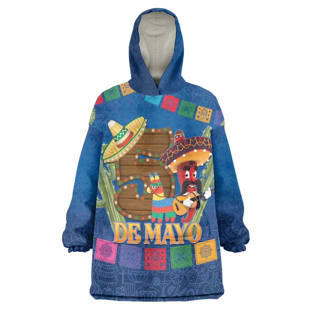 Mexico Cinco De Mayo 2025 Wearable Blanket Hoodie Chili Pepper Let's Fiesta