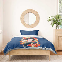 Japanese Geisha Koi Fish Bedding Set Cherry Blossoms Blue Seigaiha Pattern - Wonder Print Shop