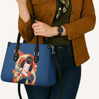 Japanese Geisha Koi Fish Leather Bag Cherry Blossoms Blue Seigaiha Pattern - Wonder Print Shop