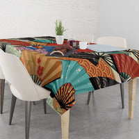 Japanese Geisha Katana Tablecloth Japan Sensu Seigaiha Pattern - Wonder Print Shop