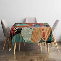 Japanese Geisha Katana Tablecloth Japan Sensu Seigaiha Pattern - Wonder Print Shop