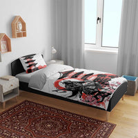 Japanese Samurai Warrior Enso Bedding Set Japan Pagoda Sakura Watercolor - Wonder Print Shop