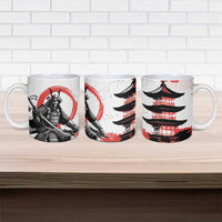Japanese Samurai Warrior Enso Ceramic Mug Japan Pagoda Sakura Watercolor - Wonder Print Shop