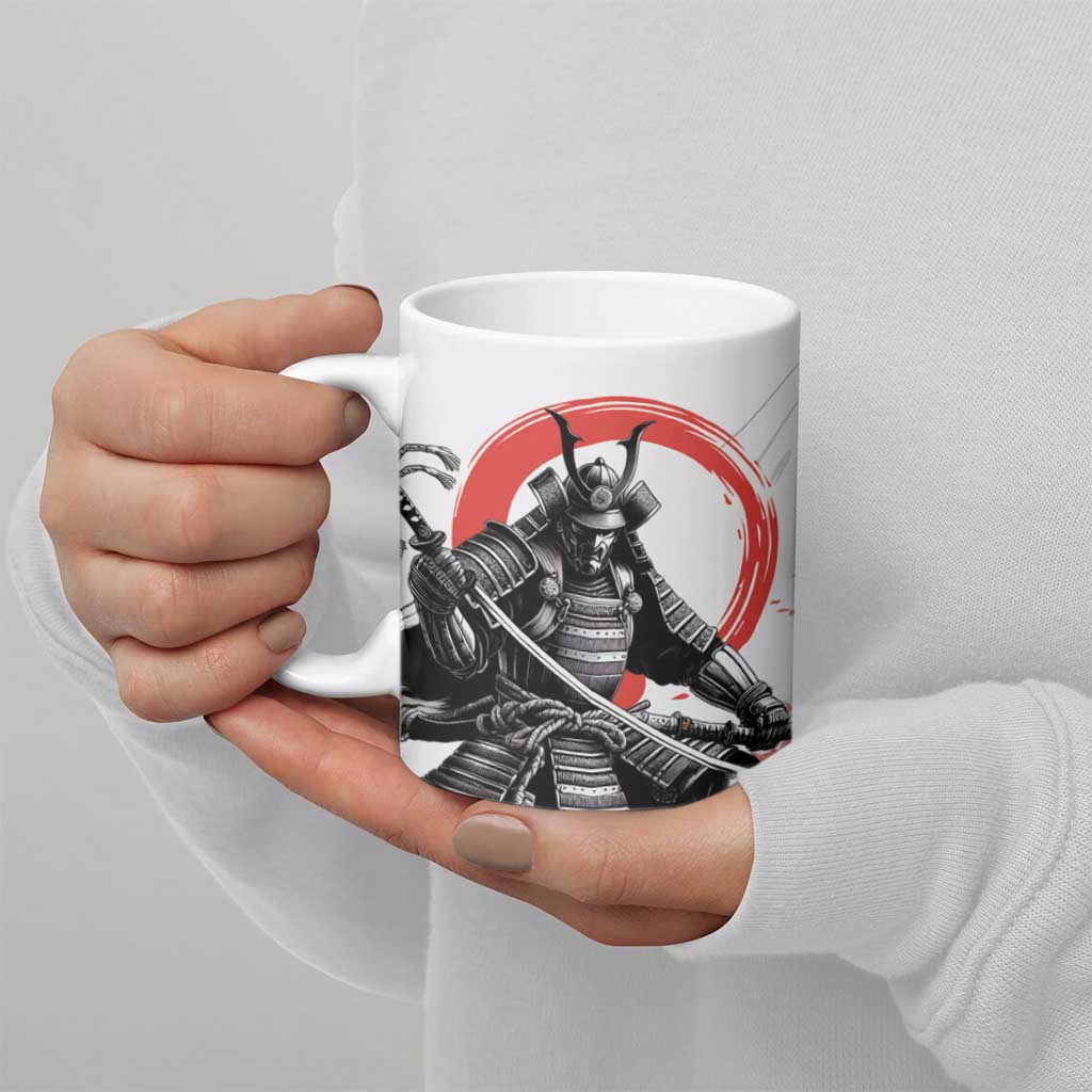 Japanese Samurai Warrior Enso Ceramic Mug Japan Pagoda Sakura Watercolor - Wonder Print Shop