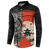 Japanese Dragon Katana Enso Button Sweatshirt Japan Pagoda Seamless Cloud - Wonder Print Shop