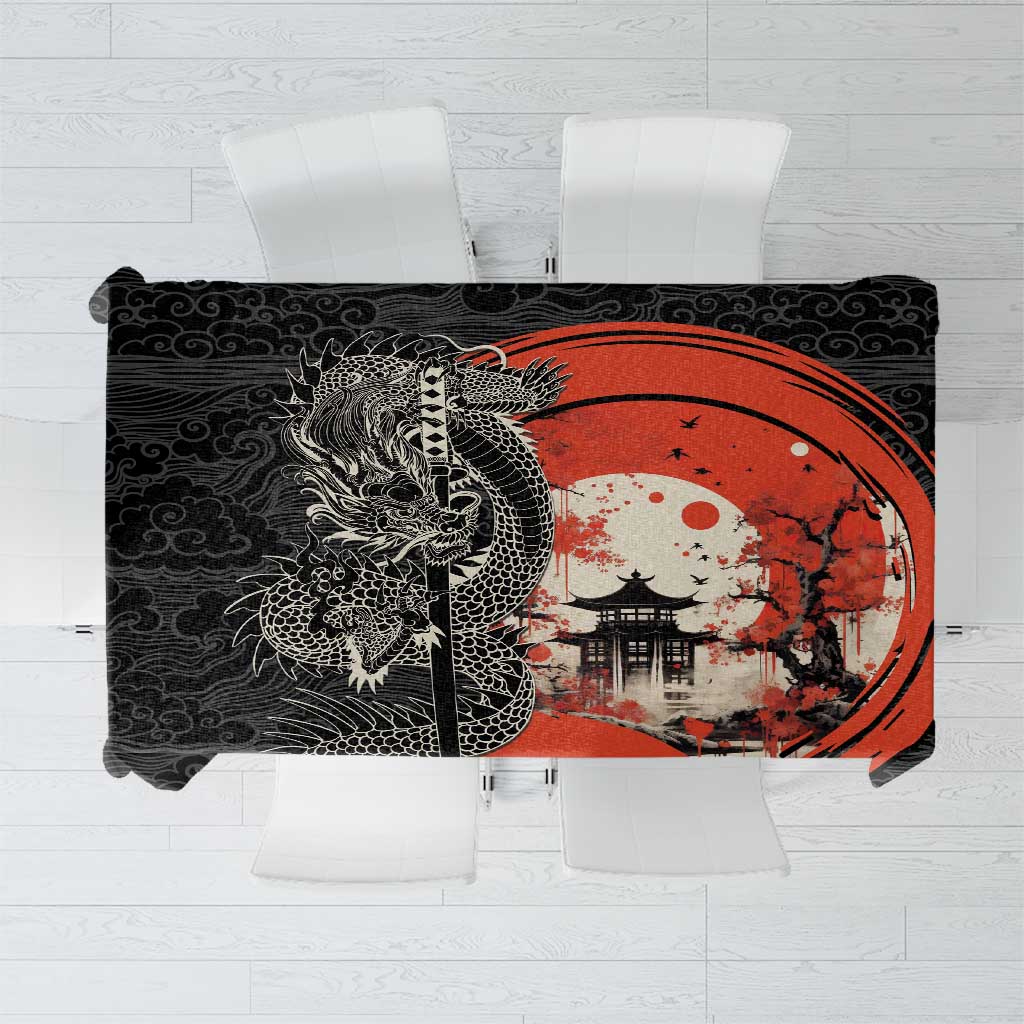 Japanese Dragon Katana Enso Tablecloth Japan Pagoda Seamless Cloud - Wonder Print Shop
