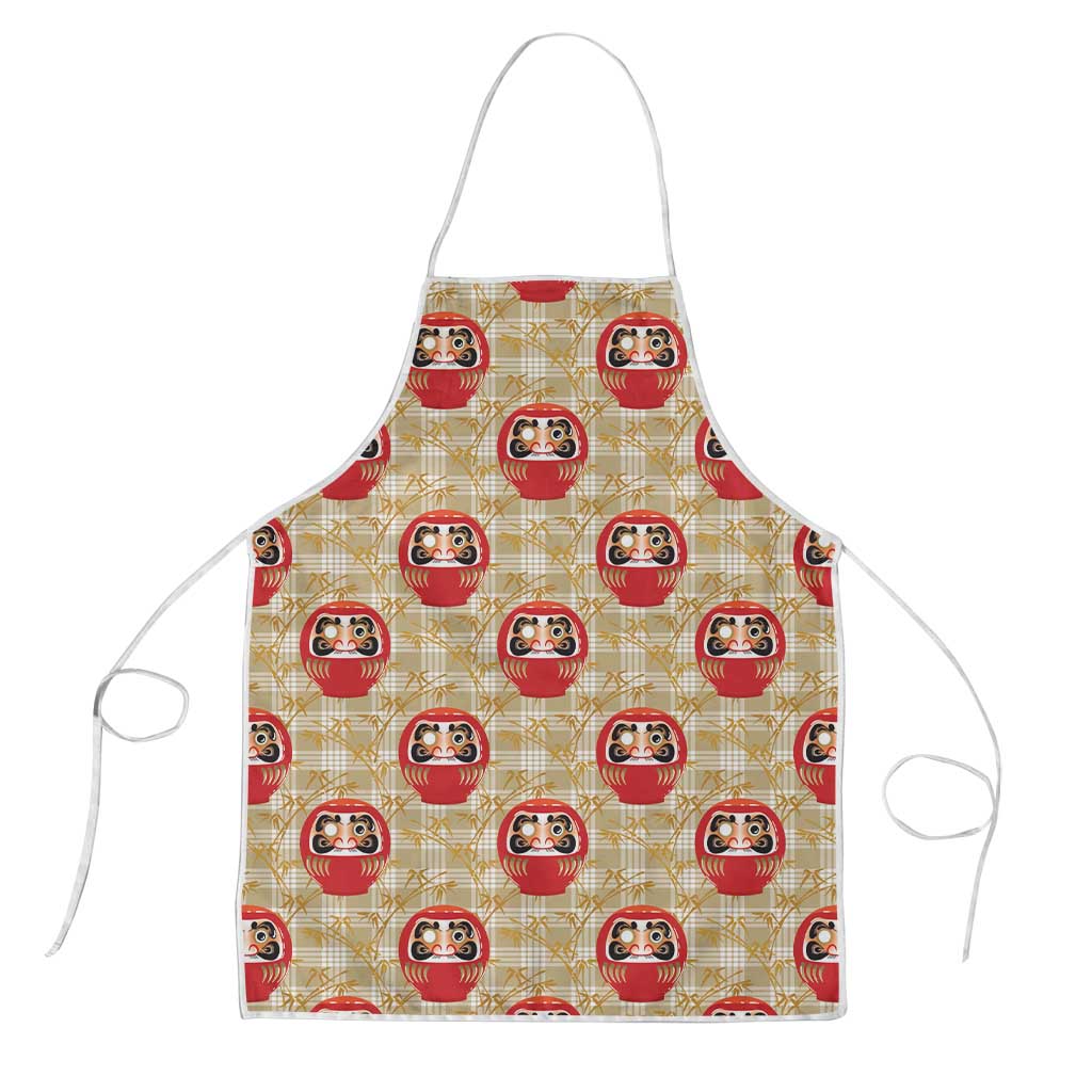Japanese Daruma Doll Apron Palaka With Seamless Bamboo Pattern - undefined
