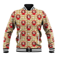 Japanese Daruma Doll Baseball Jacket Palaka With Seamless Bamboo Pattern - Wonder Print Shop