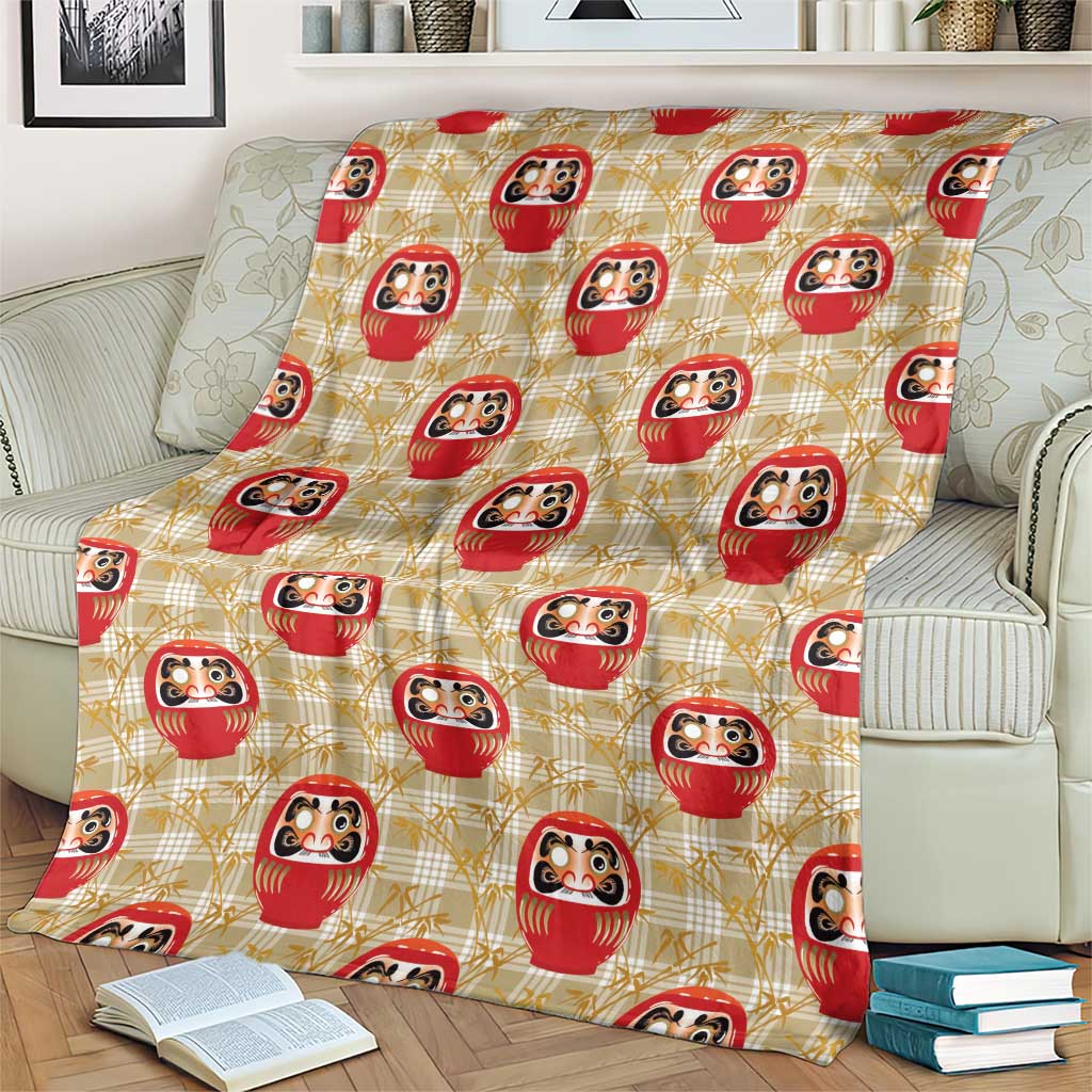 Japanese Daruma Doll Blanket Palaka With Seamless Bamboo Pattern - Wonder Print Shop