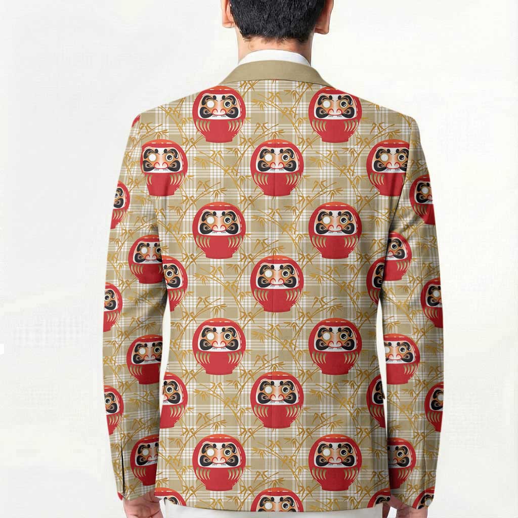 Japanese Daruma Doll Blazer Palaka With Seamless Bamboo Pattern - Wonder Print Shop