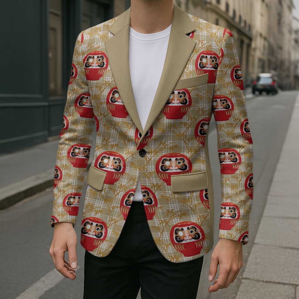 Japanese Daruma Doll Blazer Palaka With Seamless Bamboo Pattern - Wonder Print Shop