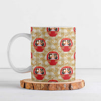 Japanese Daruma Doll Ceramic Mug Palaka With Seamless Bamboo Pattern - Wonder Print Shop