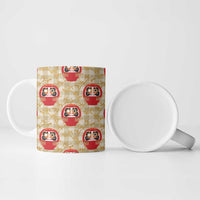 Japanese Daruma Doll Ceramic Mug Palaka With Seamless Bamboo Pattern - Wonder Print Shop