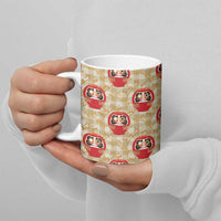 Japanese Daruma Doll Ceramic Mug Palaka With Seamless Bamboo Pattern - Wonder Print Shop
