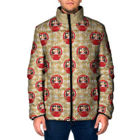 Japanese Daruma Doll Padded Jacket Palaka With Seamless Bamboo Pattern - Wonder Print Shop