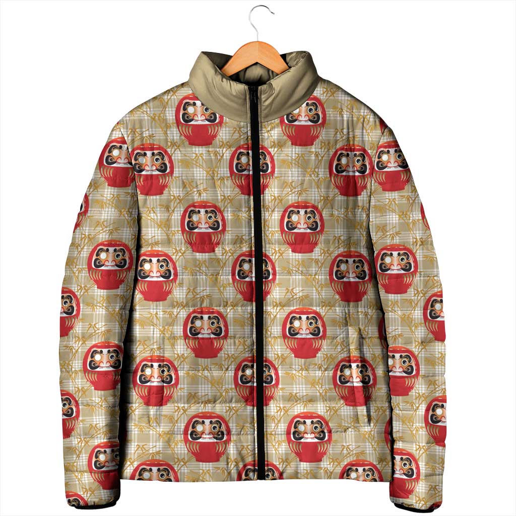 Japanese Daruma Doll Padded Jacket Palaka With Seamless Bamboo Pattern - Wonder Print Shop