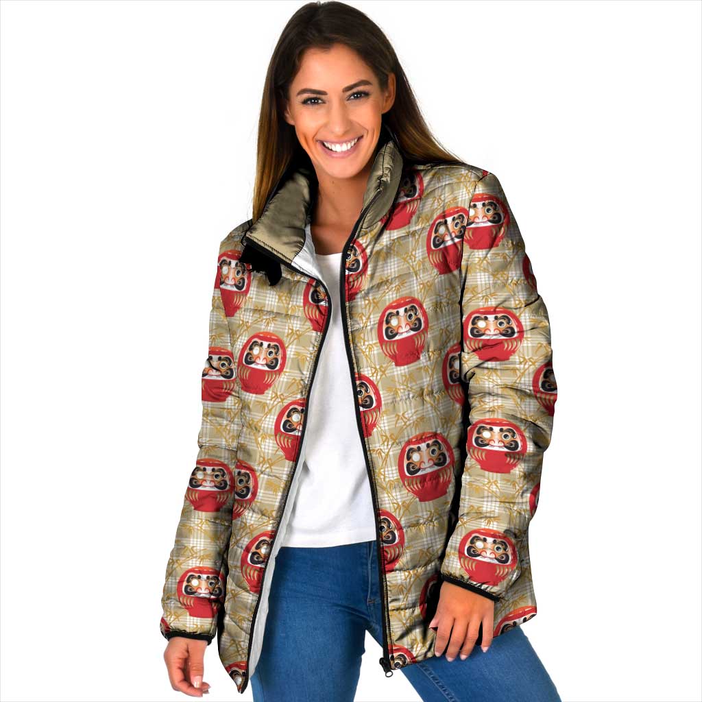 Japanese Daruma Doll Padded Jacket Palaka With Seamless Bamboo Pattern - Wonder Print Shop