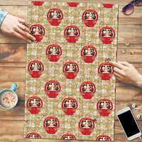 Japanese Daruma Doll Puzzle Palaka With Seamless Bamboo Pattern - Wonder Print Shop