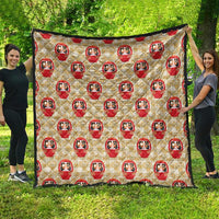Japanese Daruma Doll Quilt Palaka With Seamless Bamboo Pattern - Wonder Print Shop
