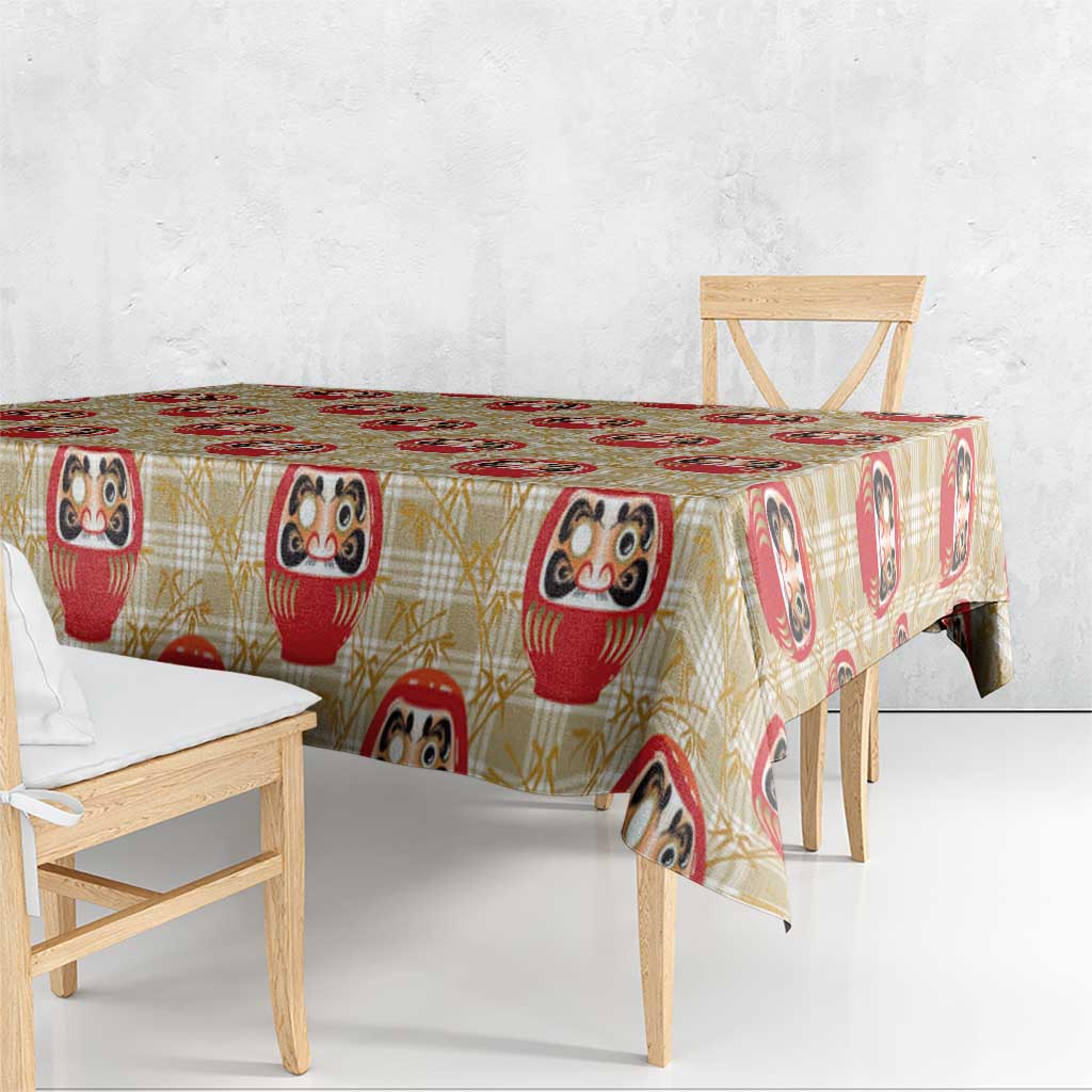 Japanese Daruma Doll Tablecloth Palaka With Seamless Bamboo Pattern - Wonder Print Shop