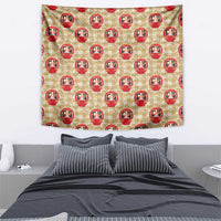 Japanese Daruma Doll Tapestry Palaka With Seamless Bamboo Pattern - Wonder Print Shop