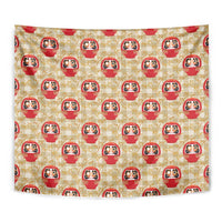 Japanese Daruma Doll Tapestry Palaka With Seamless Bamboo Pattern - Wonder Print Shop