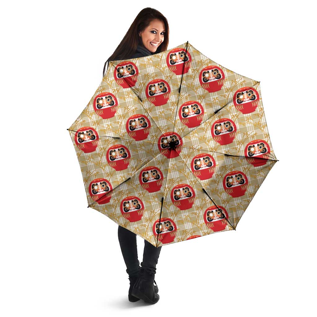 Japanese Daruma Doll Umbrella Palaka With Seamless Bamboo Pattern - Wonder Print Shop