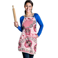 Japanese Daruma Doll Palaka Apron Cherry Blossoms With Shell Lei - Wonder Print Shop