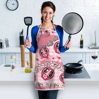 Japanese Daruma Doll Palaka Apron Cherry Blossoms With Shell Lei - Wonder Print Shop