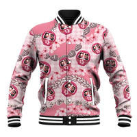 Japanese Daruma Doll Palaka Baseball Jacket Cherry Blossoms With Shell Lei - Wonder Print Shop