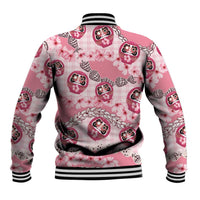 Japanese Daruma Doll Palaka Baseball Jacket Cherry Blossoms With Shell Lei - Wonder Print Shop